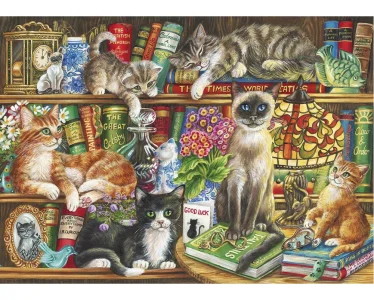 Obrázek k produktu Puzzle Kočky v knihách 1000 dílků
