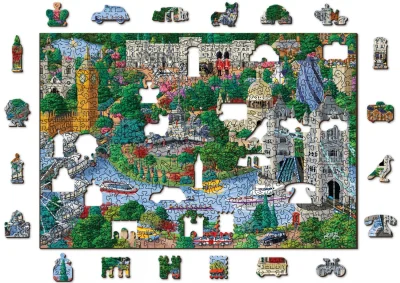 Obrázek k produktu Dřevěné puzzle Londýnské památky 2v1, 505 dílků EKO