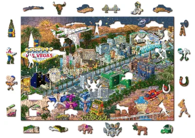 Obrázek k produktu Dřevěné puzzle Vítejte v Las Vegas 2v1, 505 dílků EKO