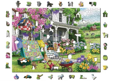 Obrázek k produktu Dřevěné puzzle Venkovská zahrada 2v1, 1010 dílků EKO