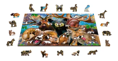 Obrázek k produktu Dřevěné puzzle V lese 2v1, 200 dílků EKO
