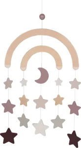 Obrázek k produktu Dřevěný závěsný kolotoč Hvězdičky fialové