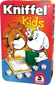 Obrázek k produktu Dětská hra s kostkami Kniffel Kids v plechové krabičce