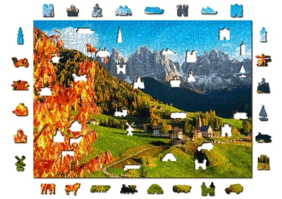 Obrázek k produktu Dřevěné puzzle Santa Maddalena, Dolomity, Itálie 2v1, 1010 dílků EKO