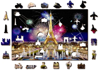 Obrázek k produktu Dřevěné puzzle Noční Paříž 2v1, 505 dílků EKO