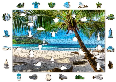 Obrázek k produktu Dřevěné puzzle Pláž na Paradise Island, Karibské moře 2v1, 505 dílků EKO