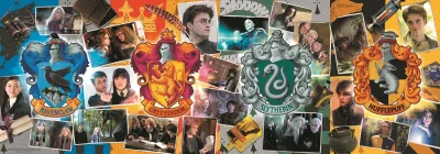 Obrázek k produktu Panoramatické puzzle Harry Potter: Čtyři bradavické koleje 1000 dílků