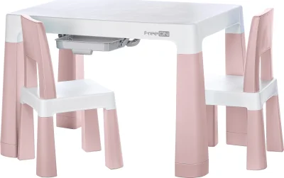 Obrázek k produktu Plastový stolek s židlemi Neo, bílá/růžová