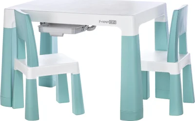 Obrázek k produktu Plastový stolek s židlemi Neo, bílá/zelená