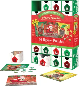 Obrázek k produktu Puzzle Adventní kalendář: Vánoční pejsci 24x50 dílků