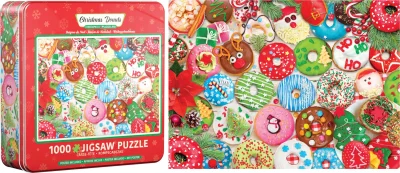 Obrázek k produktu Puzzle v plechové krabičce Vánoční koblihy 1000 dílků