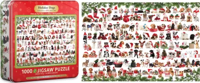 Obrázek k produktu Puzzle v plechové krabičce Vánoční psi 1000 dílků