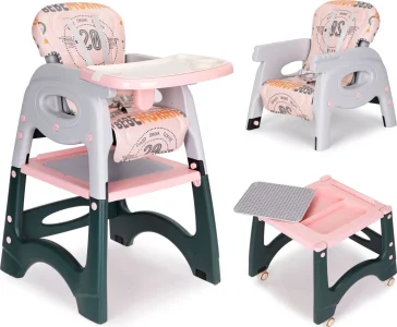 Obrázek k produktu Jídelní židlička 2v1 růžovo-šedá