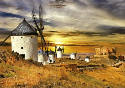 Obrázek k produktu Puzzle Západ slunce ve Španělsku: Větrné mlýny, Consuegra 1500 dílků