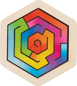 Obrázek k produktu Dřevěné puzzle Hlavolam - šestiúhelník 18 dílků