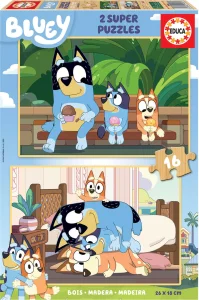 Obrázek k produktu Dřevěné puzzle Bluey 2x16 dílků