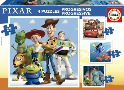 Obrázek k produktu Puzzle Disney Pixar 4v1 (12,16,20,25 dílků)