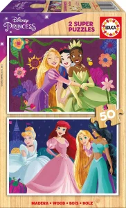 Obrázek k produktu Dřevěné puzzle Disney princezny 2x50 dílků