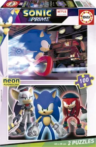 Obrázek k produktu Svítící puzzle Sonic Prime 2x100 dílků