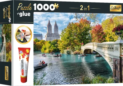Obrázek k produktu Sada 2v1 puzzle Říjen v New Yorku 1000 dílků s lepidlem