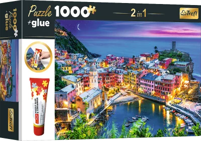 Obrázek k produktu Sada 2v1 puzzle Vernazza, Ligurie, Itálie 1000 dílků s lepidlem
