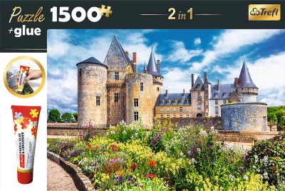 Obrázek k produktu Sada 2v1 puzzle Zámek Sully-sur-Loire, Francie 1500 dílků s lepidlem