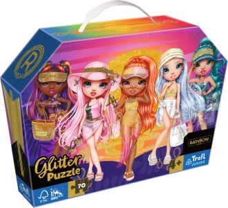 Obrázek k produktu Třpytivé Glitter puzzle v kufříku Rainbow High 70 dílků