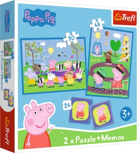 Obrázek k produktu Sada 3v1 Šťastné chvíle s prasátkem Pepinou (2x puzzle + pexeso)