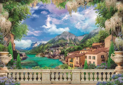 Obrázek k produktu Puzzle Rozkvetlá terasa u jezera 3000 dílků