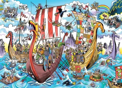 Obrázek k produktu Puzzle DoodleTown: Vikingská výprava 1000 dílků