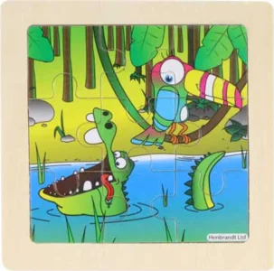 Obrázek k produktu Dřevěné puzzle Džungle s krokodýlem 9 dílků