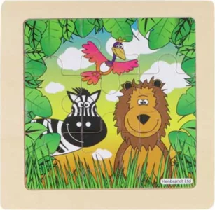 Obrázek k produktu Dřevěné puzzle Džungle se lvem 9 dílků