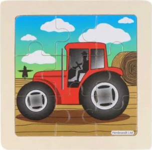 Obrázek k produktu Dřevěné puzzle Farma: Traktor 9 dílků