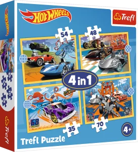 Obrázek k produktu Puzzle Autíčka Hot Wheels 4v1 (35,48,54,70 dílků)