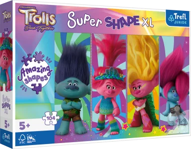 Obrázek k produktu Puzzle Super Shape XL Trollové 3: Trollí hrátky 104 dílků