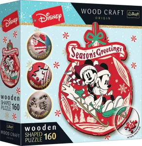 Obrázek k produktu Wood Craft Origin puzzle Vánoční dobrodružství Mickeyho a Minnie 160 dílků