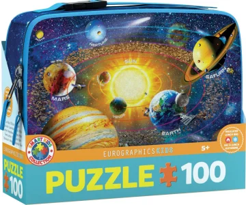 Obrázek k produktu Puzzle ve svačinovém boxu Průzkum sluneční soustavy 100 dílků