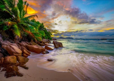 Obrázek k produktu Puzzle Seychelské pláže při západu slunce 1000 dílků
