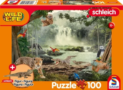 Obrázek k produktu Puzzle Schleich V deštném pralese 100 dílků + figurka Schleich