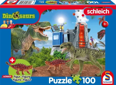 Obrázek k produktu Puzzle Schleich Dinosauři z pravěku 100 dílků + figurka Schleich