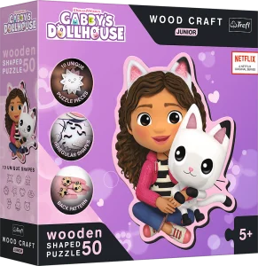 Obrázek k produktu Wood Craft Junior puzzle Gábinin kouzelný domek: Gábi a její kotě 50 dílků