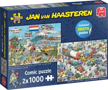 Obrázek k produktu Puzzle JvH Dopravní chaos a Letadlem i lodí 2x1000 dílků