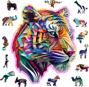 Obrázek k produktu Dřevěné puzzle Barevný tygr 150 dílků