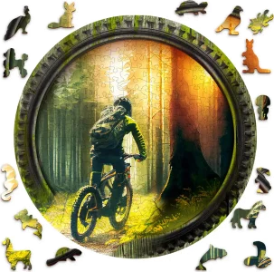 Obrázek k produktu Dřevěné puzzle Biker v lese 250 dílků EKO