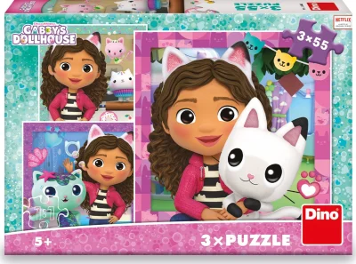 Obrázek k produktu Puzzle Gábinin kouzelný domek: Gábi a kamarádi 3x55 dílků