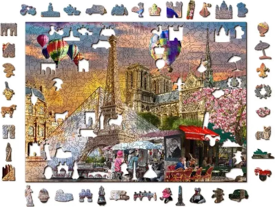Obrázek k produktu Dřevěné puzzle Jaro v Paříži 2v1, 1010 dílků EKO