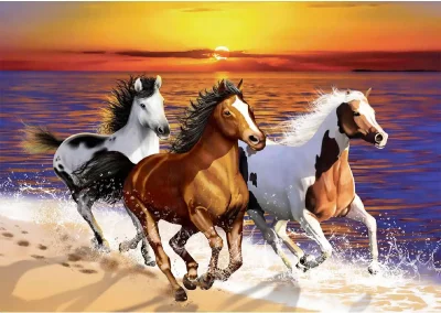 Obrázek k produktu Dřevěné puzzle Divocí koně na pláži 2v1, 4000 dílků