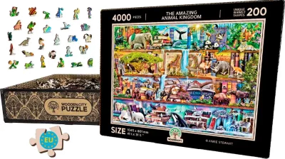 Obrázek k produktu Dřevěné puzzle Úžasné království zvířat 2v1, 4000 dílků