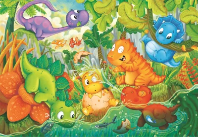 Obrázek k produktu Puzzle Šťastná oáza dinosaurů MAXI 24 dílků