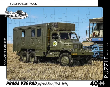 Obrázek k produktu Puzzle TRUCK č.43 Praga V3S PAD pojízdná dílna (1953 - 1990) 40 dílků